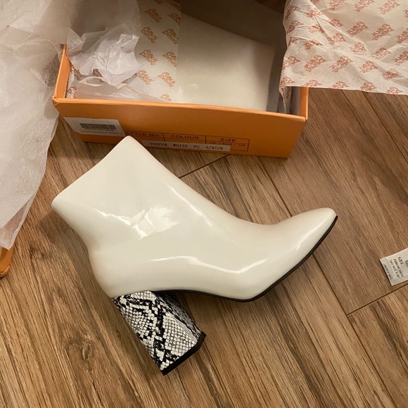 Public Desire Shoes - NWT Snake white booties